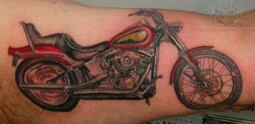 Harley Davidson Bike Color Ink Tattoo
